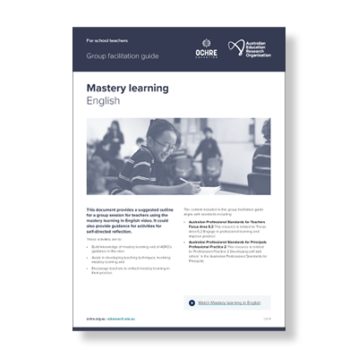 Cover of mastery learning in English group facilitation guide